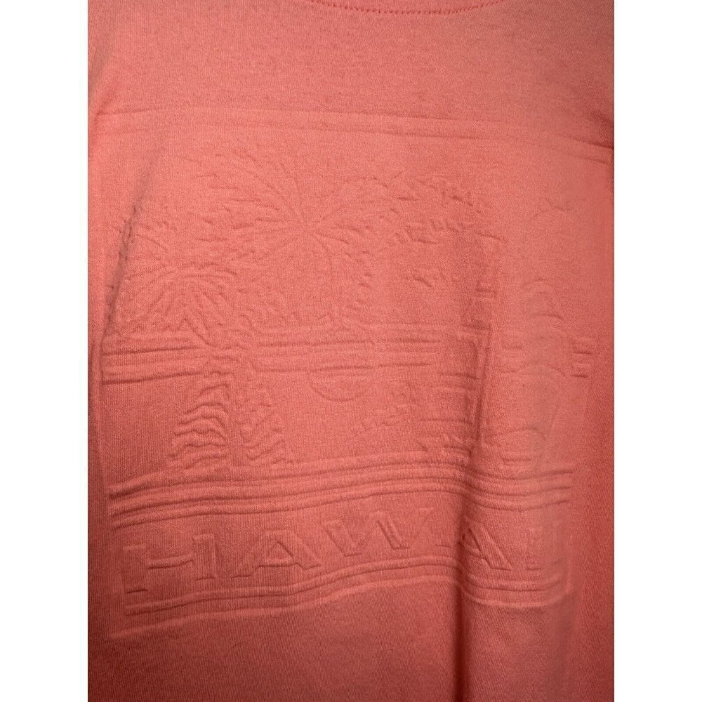 Vintage 90s T Shirt Embossed Hawaiian Sailboat Kavio Designs USA Coral Orange OS